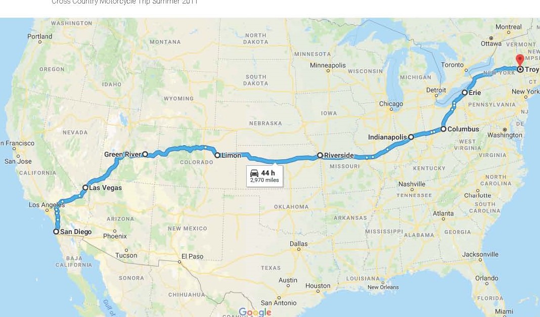 San Diego, CA, USA to Troy, New York - Google Maps